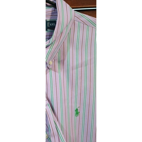 Polo Ralph Lauren Shirt Men XXL Lavender Green Stripe Pony Long Sleeve Button - Picture 5 of 7